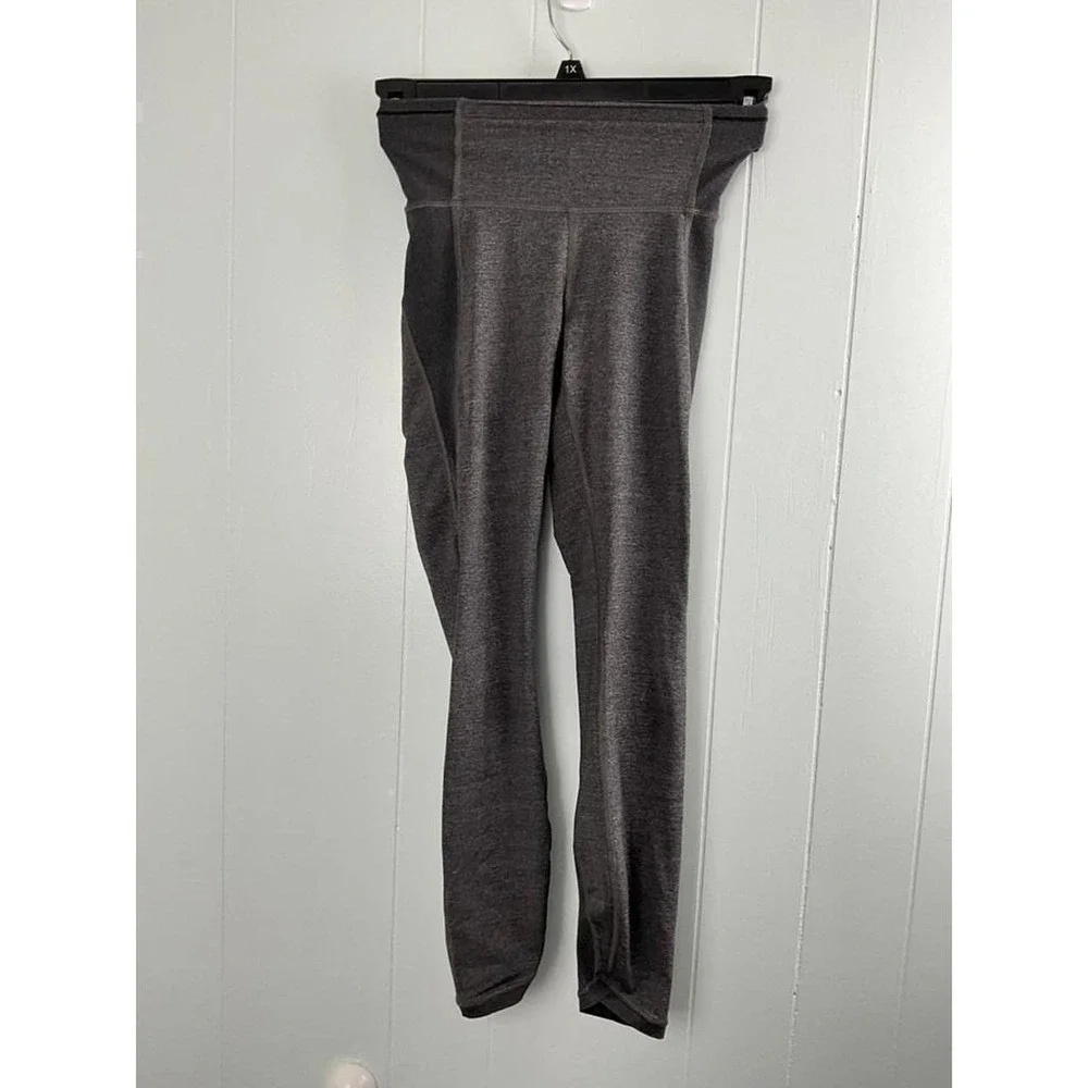 Lululemon Size 2 Heathered Black Charcoal Gray High Rise Full Length Leggings